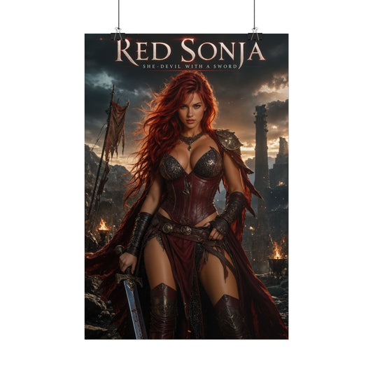 Red Sonja Barbarian Warrior Gamer Bedroom Decor Gaming Poster Print