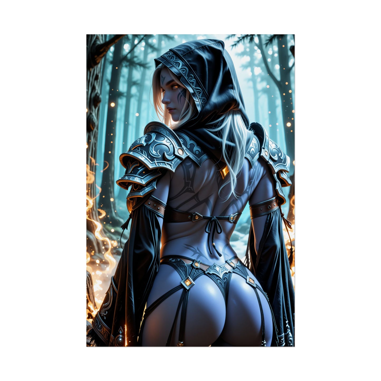 Постер Вайфу з фентезійним лучником | Настінне мистецтво з королевою нежиті для декору ігрової кімнати