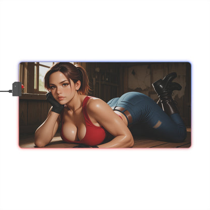 Claire Redfield Schreibtischunterlage – LED RGB-Pad, Waifu Anime Girl Gaming-Setup