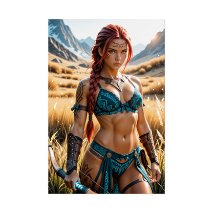 Героїчний настінний художній плакат | Принт Aloy для спальні або обстановки у фентезійному геймерському стилі