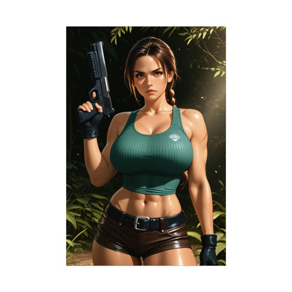 Lara Croft Poster, Anime-Abenteuer-Kunstdruck, Waifu-Entdecker-Wanddeko