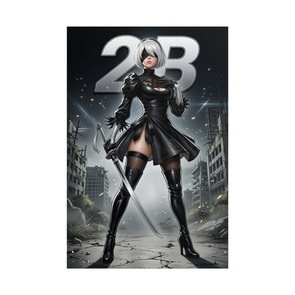 2B Nier Automata Art Print, Sci Fi Game Poster, Futuristic Woman Wall Decor, Gaming Room Setup, Gamer Gift