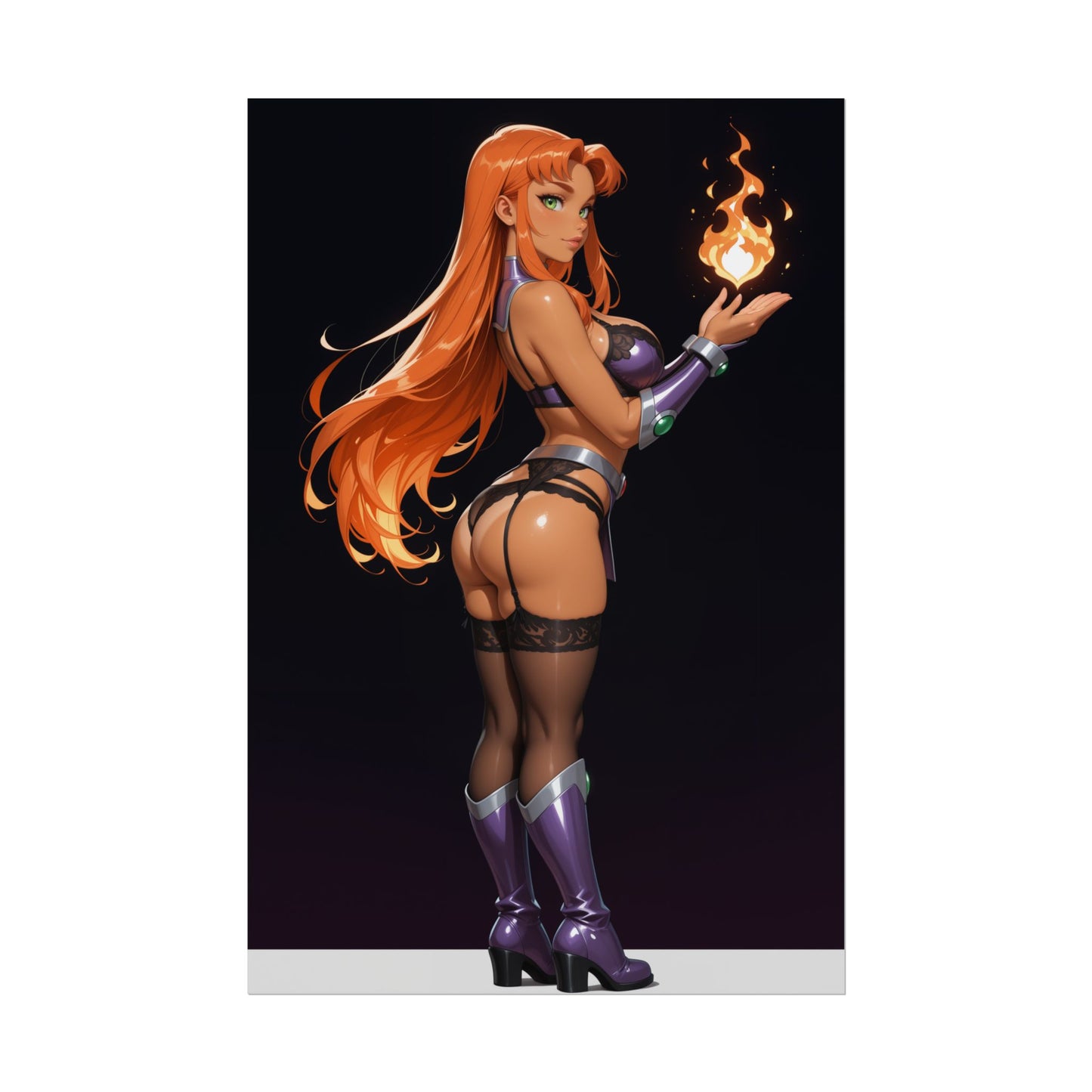 Starfire Poster, Teen Titans Anime Girl Art Print, Waifu Hero Wall Decor