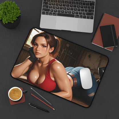 Claire Redfield Schreibtischunterlage, Mauspad für Survival-Game-Heldin, Gaming-Schreibtisch-Setup