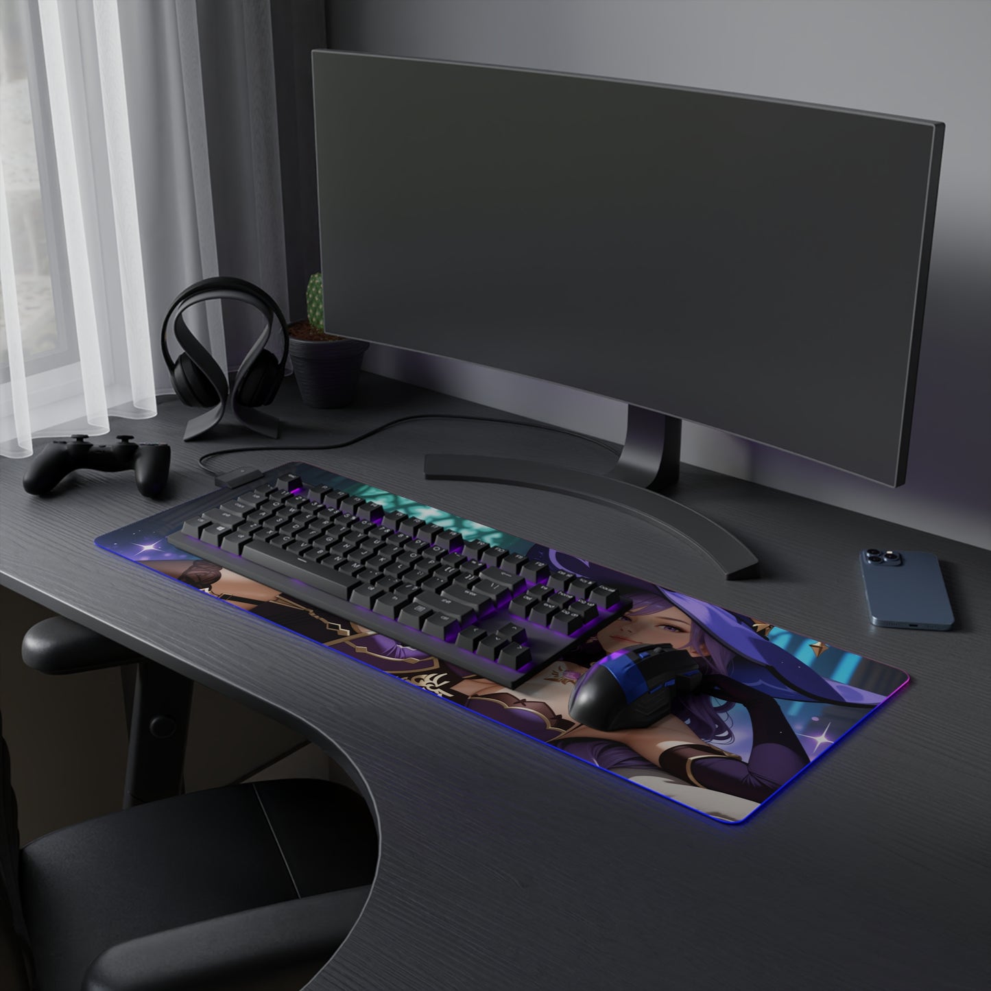 Килимок для столу Lisa Minci – світлодіодний RGB-підсвітлювальний килимок, ігровий комплект для дівчат з аніме Waifu