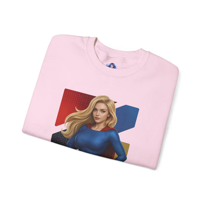 Supergirl Sweatshirt, DC Comics Crewneck, Iconic Superhero Apparel for Fans – pink folded crewneck with illustrated Supergirl graphic