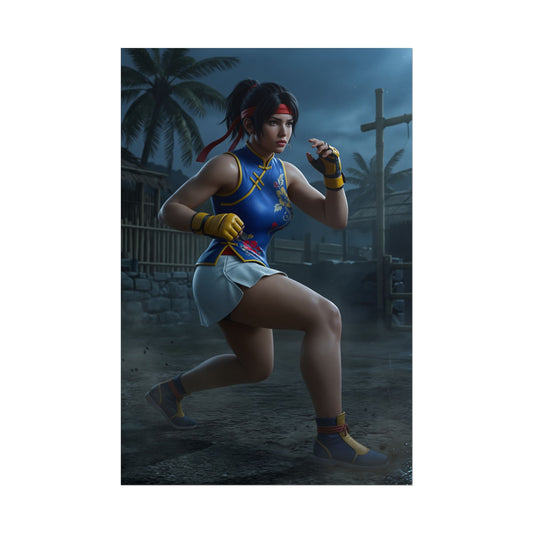 Josie Rizal Poster, Tekken Art Print – Iconic Fighting Game Heroine - ultra-high res poster of Josie Rizal in fighting pose, vivid colors, semi-gloss