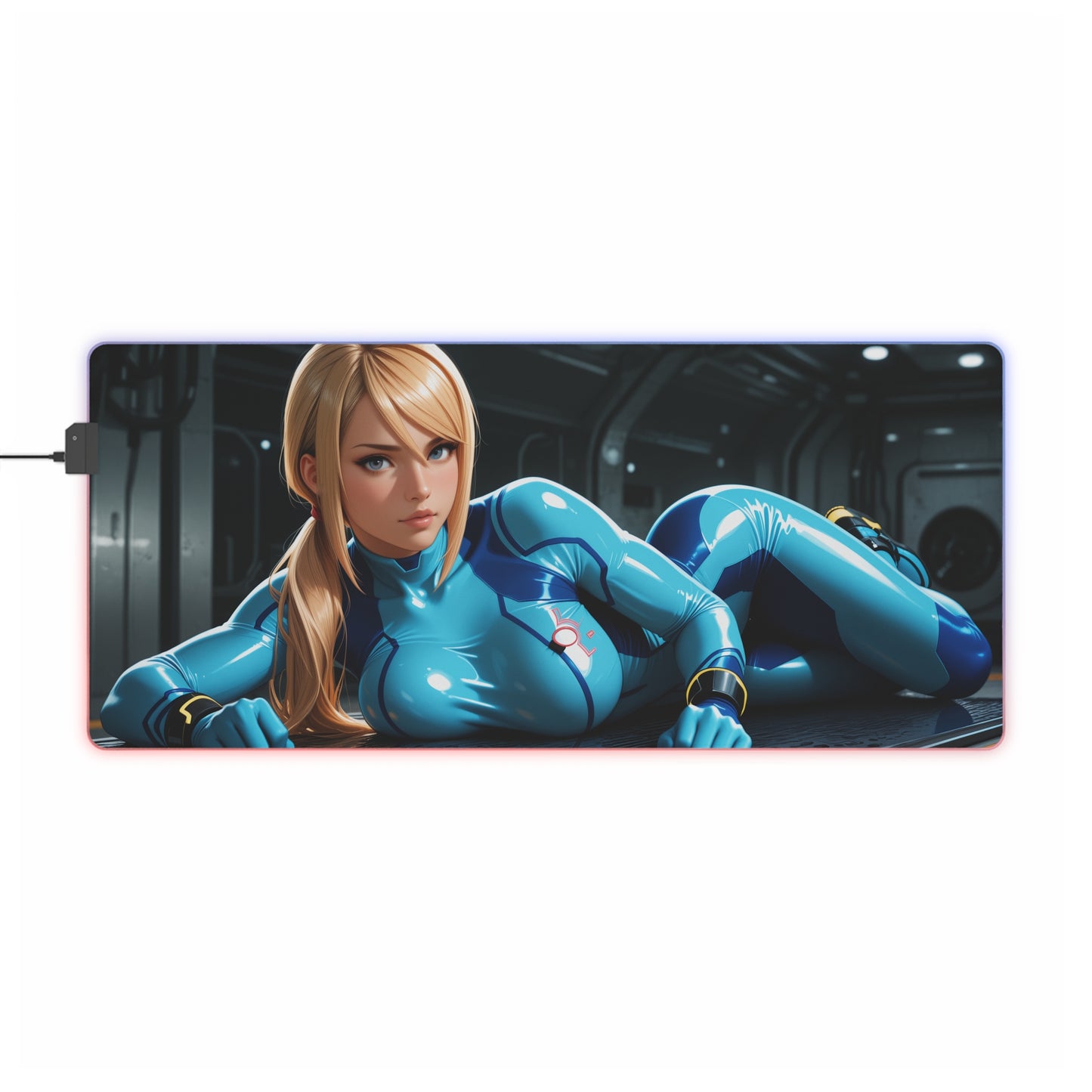 Килимок для столу Samus Aran – світлодіодний RGB-підсвітлювальний килимок, ігровий комплект із науково-фантастичною дівчиною Вайфу з аніме