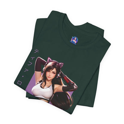 Tifa Lockhart Grafik-T-Shirt | Final Fantasy VII T-Shirt für Anime-Fans | Sexy Kämpferinnen-Shirt