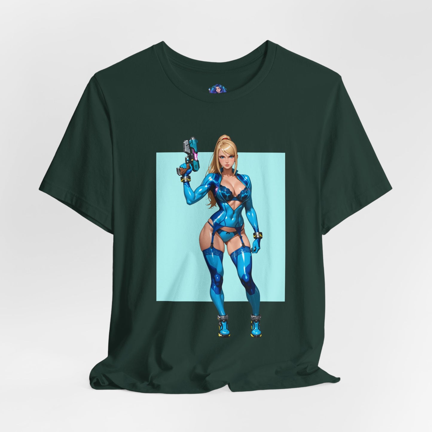 Samus Aran Grafik-T-Shirt | Sci-Fi-Kopfgeldjäger-T-Shirt für Gamer | Anime-Power-Armor-Shirt