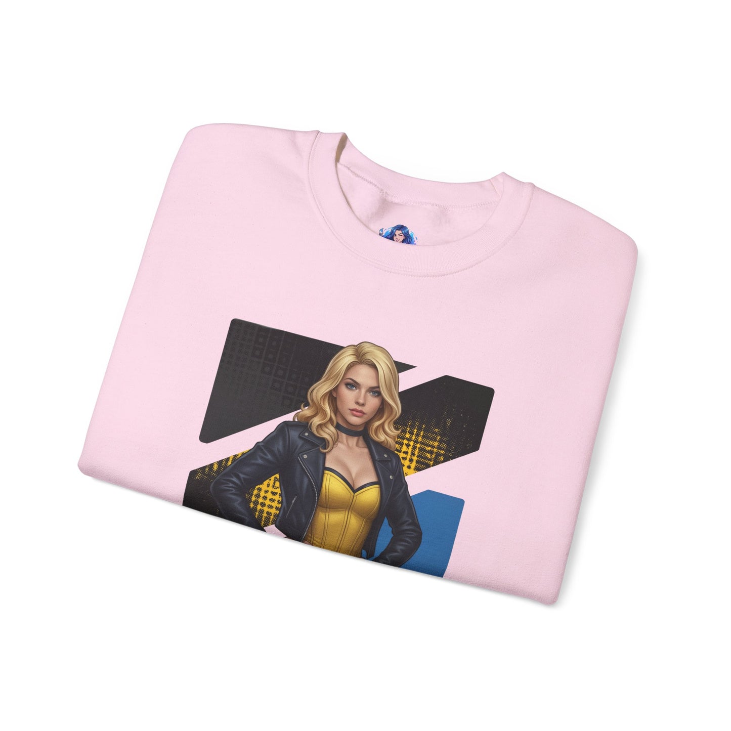 Black Canary Sweatshirt, DC Comics Crewneck, Classic Superhero Apparel for Fans - pink crewneck with Black Canary artwork