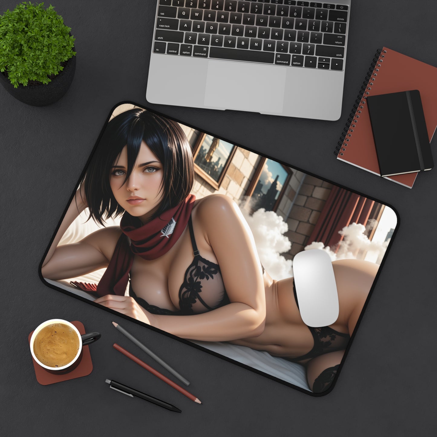 Mikasa Ackerman Gaming Mouse Pad, Attack on Titan Desk Mat, Anime Warrior Setup