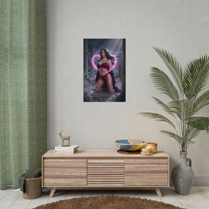 Boa Hancock Poster / Boa Hancock Wall Art / Boa Hancock Art Print / One Piece Poster showcasing moonlit Pirate Empress with glowing heart and flowing fabric