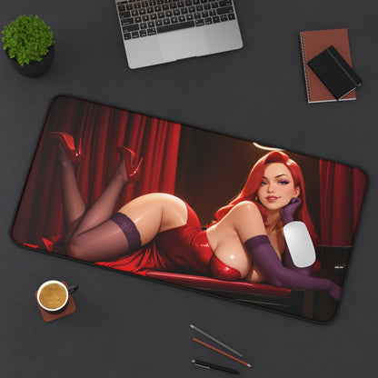 Jessica Rabbit Schreibtischunterlage, klassisches Cartoon-Diva-Mauspad, Retro-Glamour-Gamer-Schreibtisch-Setup