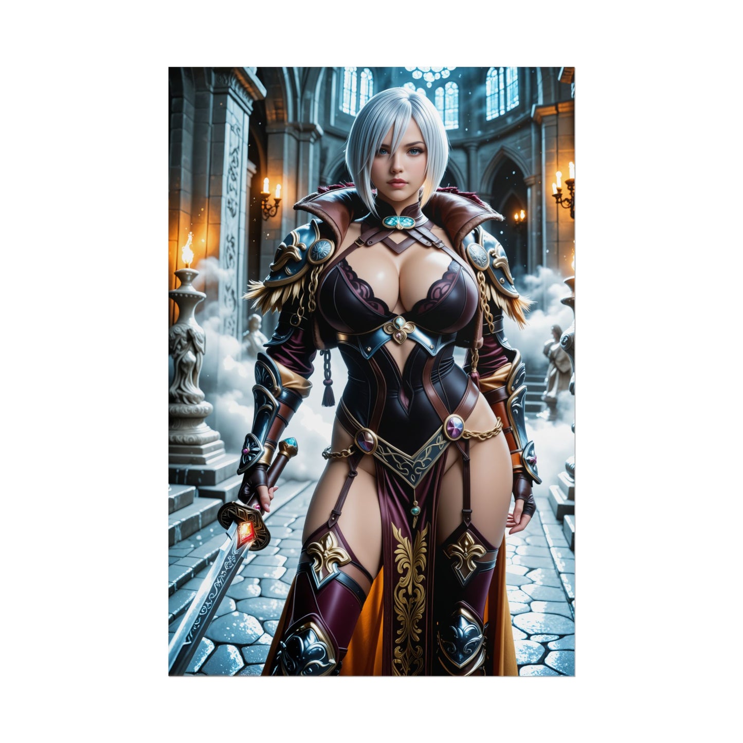 Постер у жанрі фентезійного аніме | Настінний художній принт Айві Валентайн Вайфу для геймерів