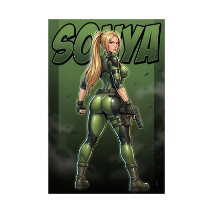 Sonya Blade Art Print, Mortal Kombat Poster, Combat Girl Wall Art, MK Character Decor, Gamer Gift Idea