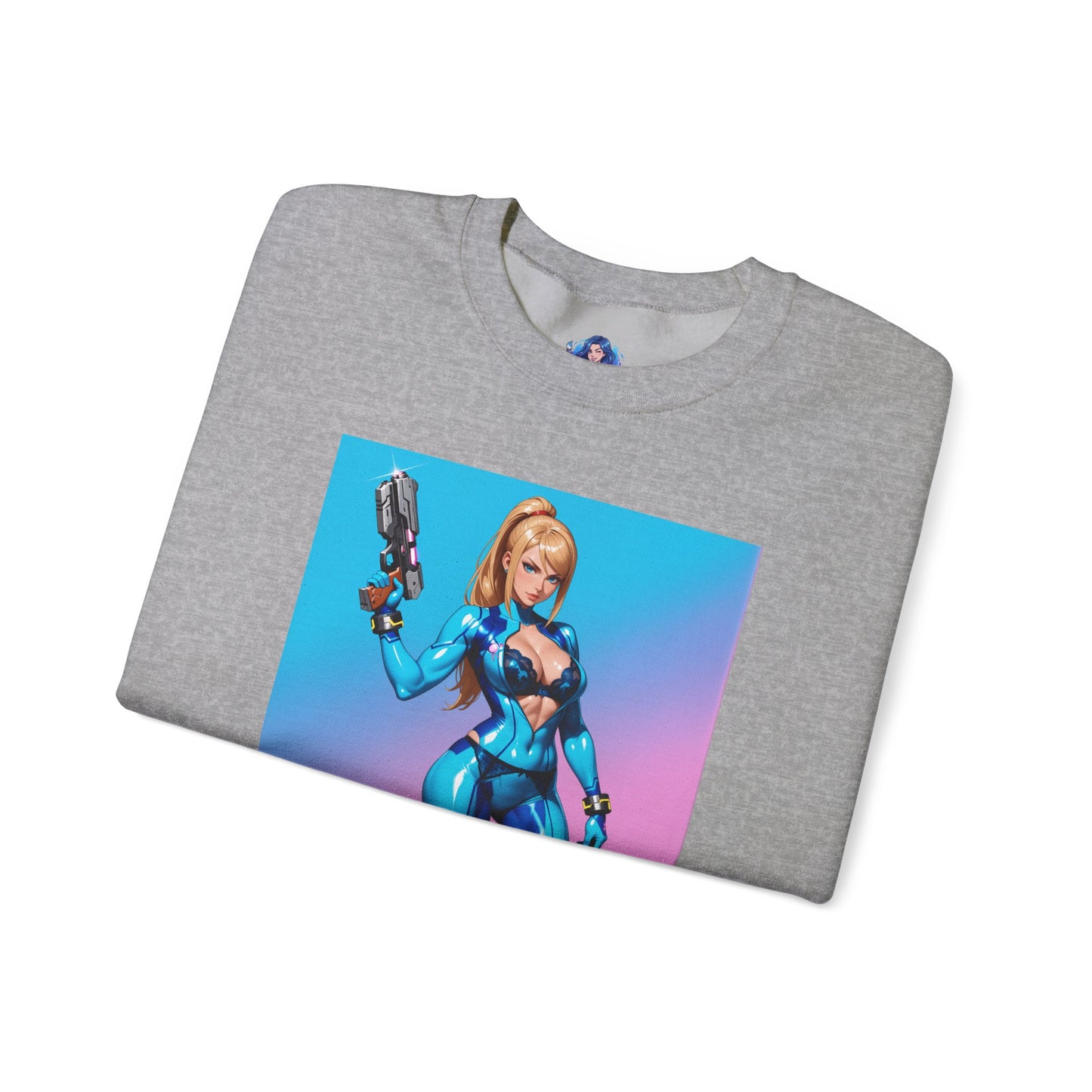 Samus Aran Sweatshirt, Power Suit Rundhalsausschnitt, Premium Sci-Fi Gaming Streetwear