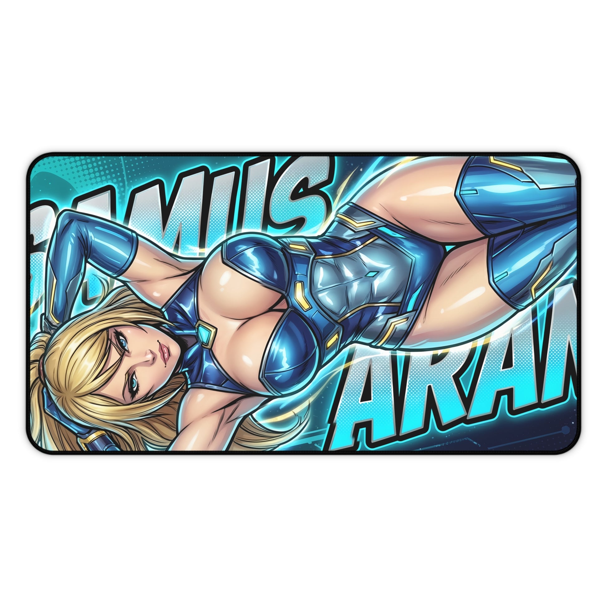 Samus Aran Mouse Pad – Sci-Fi Gaming Mouse Pad, Stylish Gamer Desk Decor featuring vibrant sci‑fi artwork of Samus in a sleek blue suit for gamer desk decor