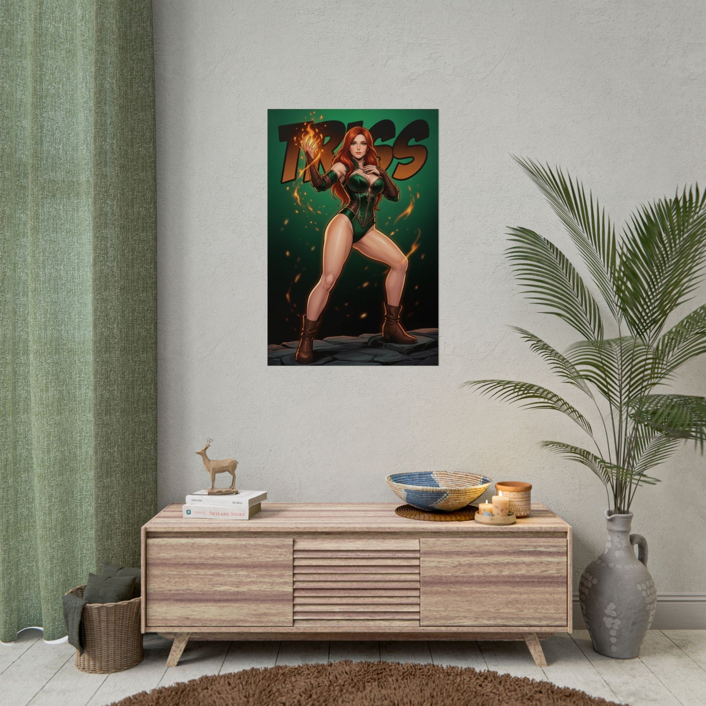 Triss Merigold Poster, Witcher Wall Art Print, Fantasy Sorceress Girl Decor, RPG Game Wall Art, Gamer Gift