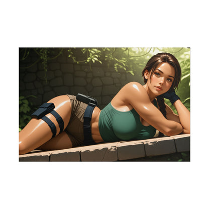 Настінний плакат з ігровою героїнею | Художній принт Лари Крофт Вайфу для облаштування або спальні