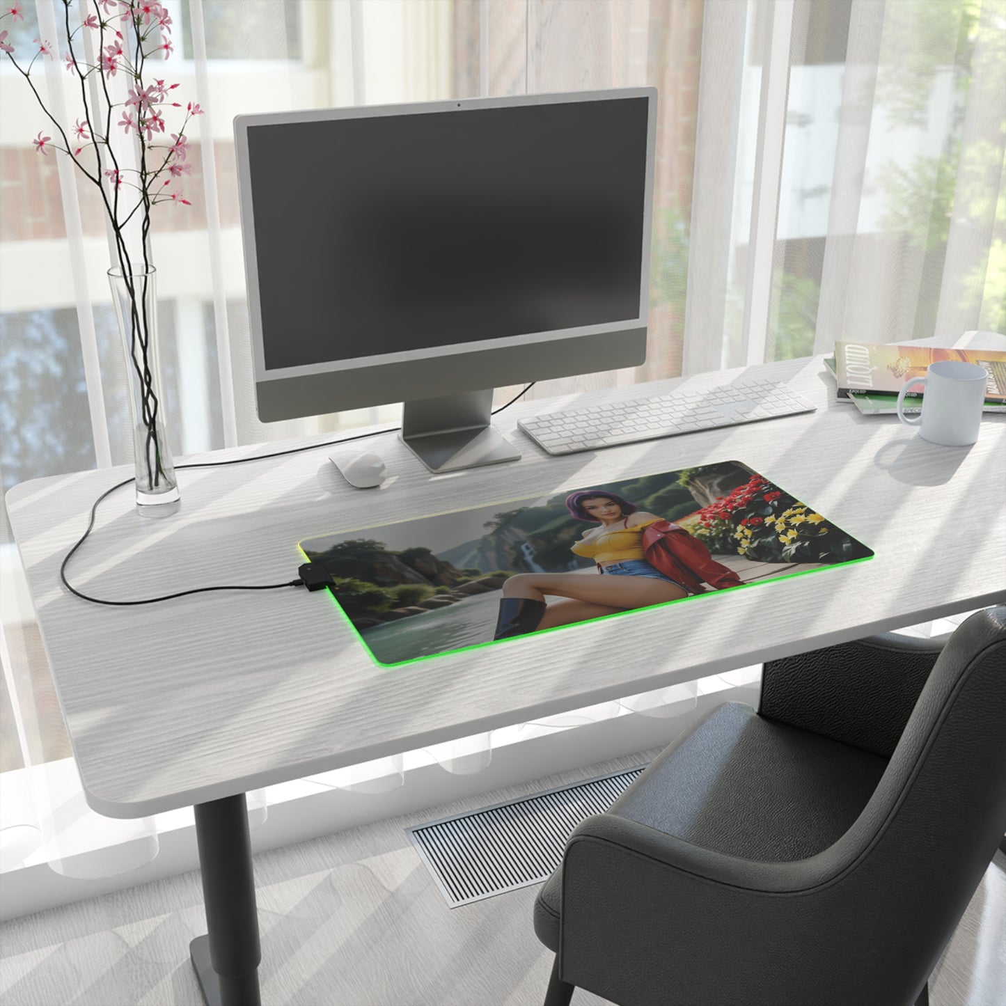 Килимок для столу Faye Valentine – світлодіодний RGB-підсвітлювальний килимок, ігровий комплект для дівчат з аніме Waifu