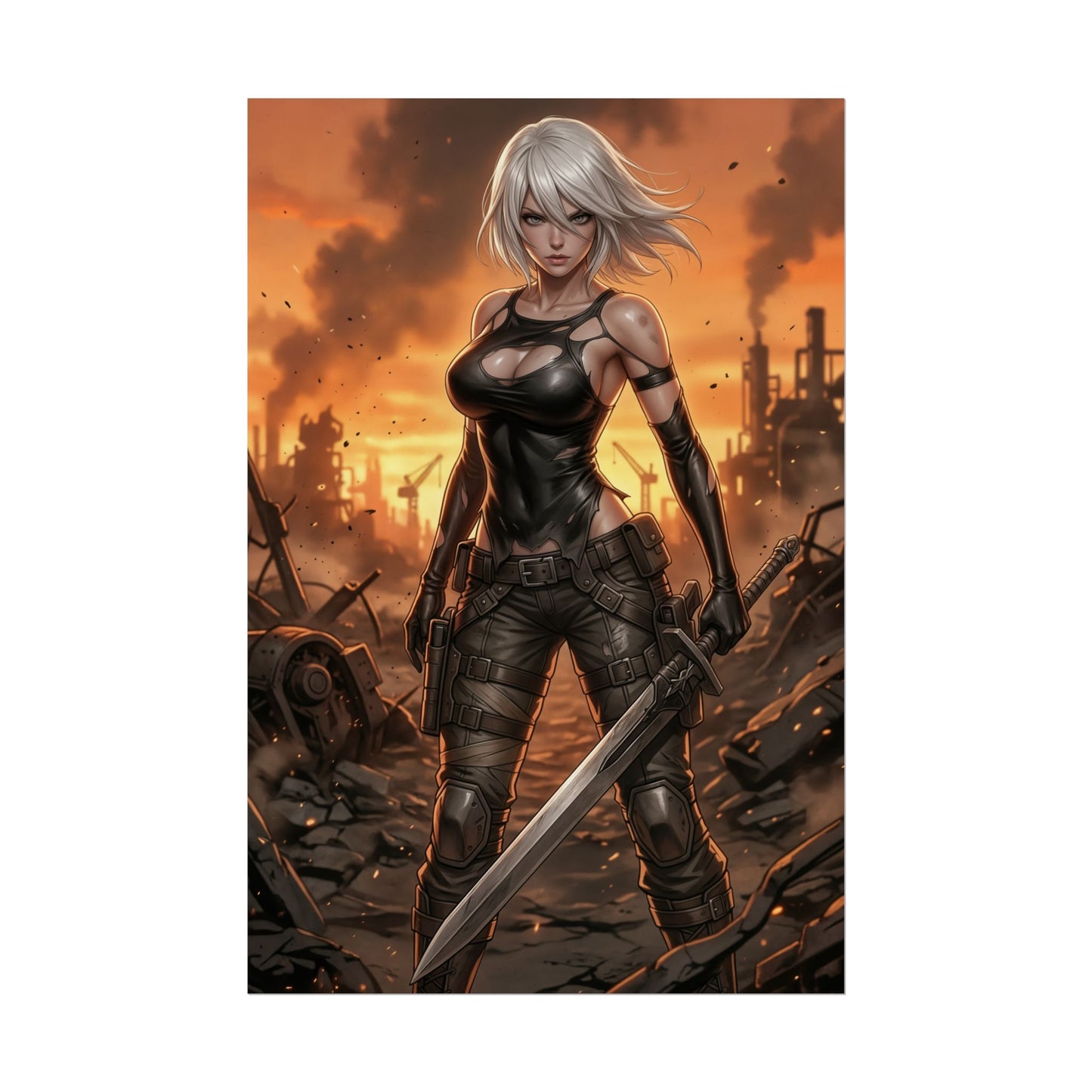A2 NieR Automata Poster Anime Android Woman Wall Art White Hair Girl Print Sci Fi Character Gaming Room Decor Gift