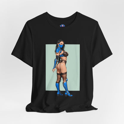 Kitana Grafik-T-Shirt | Mortal Kombat T-Shirt für Otakus und Kampfspielfans | Blaues Ninja-Waifu-Shirt