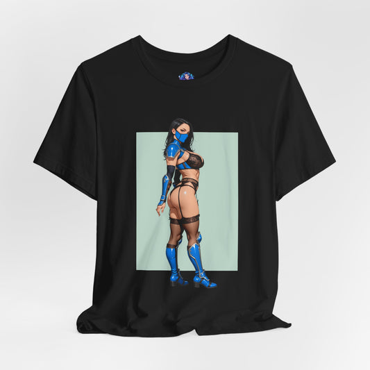 Kitana Grafik-T-Shirt | Mortal Kombat T-Shirt für Otakus und Kampfspielfans | Blaues Ninja-Waifu-Shirt