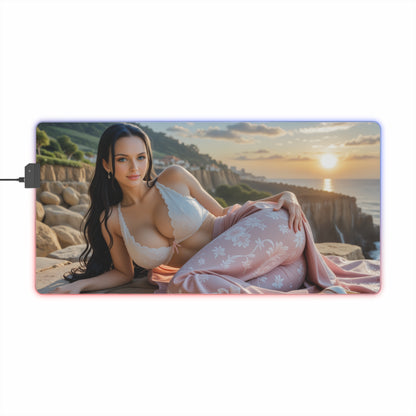 Nico Robin Desk Mat – LED RGB Pad, Elegant Waifu Anime Girl Gaming Setup