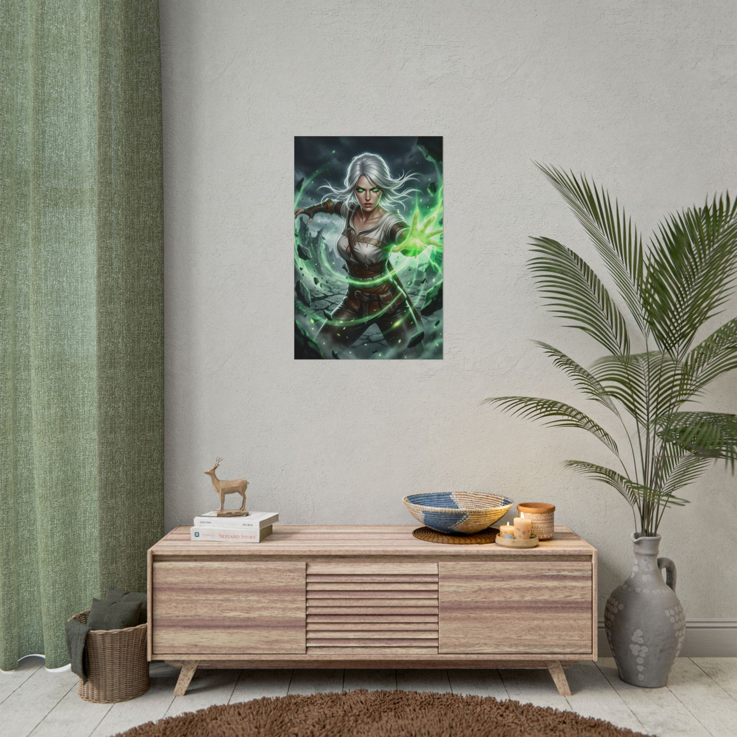 Ciri Witcher Poster Fantasy Woman Wall Art White Hair Girl Print Sword Warrior Character Gaming Room Decor Gift