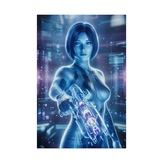 Cortana Halo Poster, Halo Wall Art Print, Sci Fi AI Woman Decor, Gaming Room Wall Art, Gamer Gift Idea