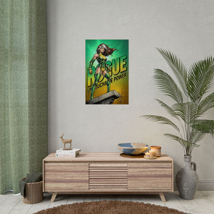 Rogue Poster / Rogue Wall Art / Rogue Art Print / X-Men Poster - dynamic Rogue art print in green costume on modern wall