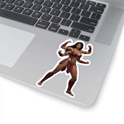 Sheeva Sticker – Mortal Kombat Vinyl Sticker for Laptops & Indoor Decor on silver laptop showing glossy, durable vinyl, bold colors and strong adhesive