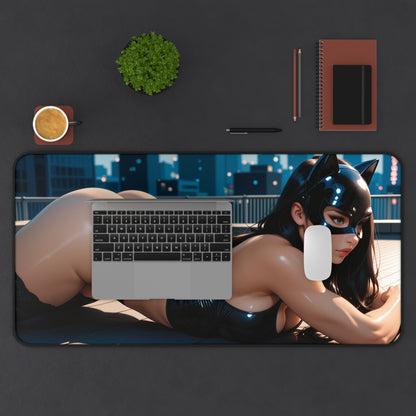 Catwoman Gaming Mouse Pad, Superhero Desk Mat, Comic Villain Girl Gaming Setup
