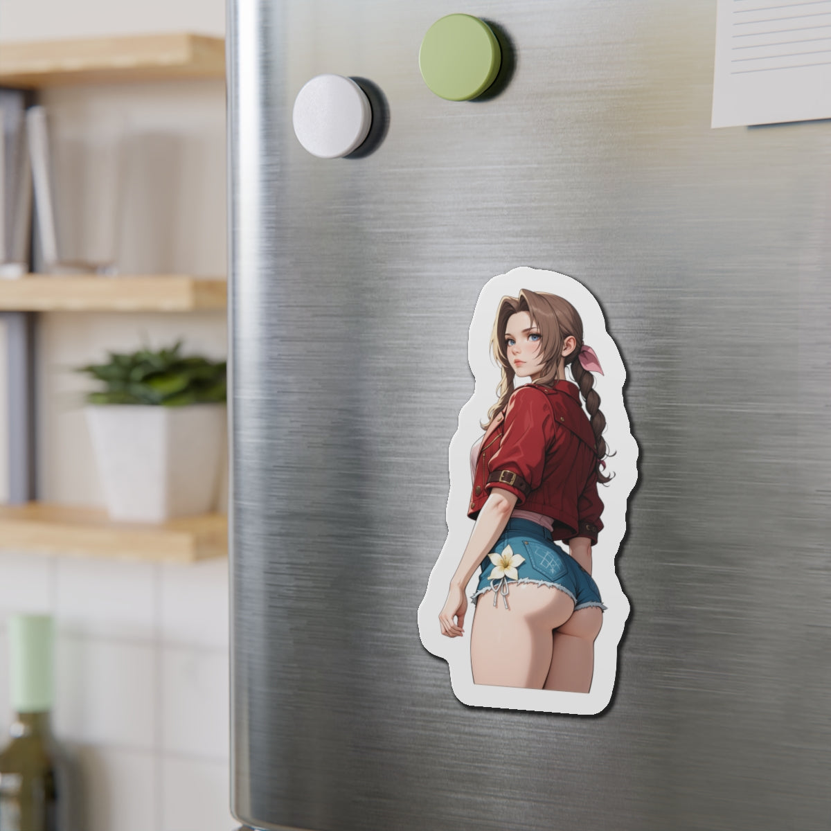 Aerith Magnet – FF7 Anime Girl Fridge Magnet, Cute Flower Girl Decor