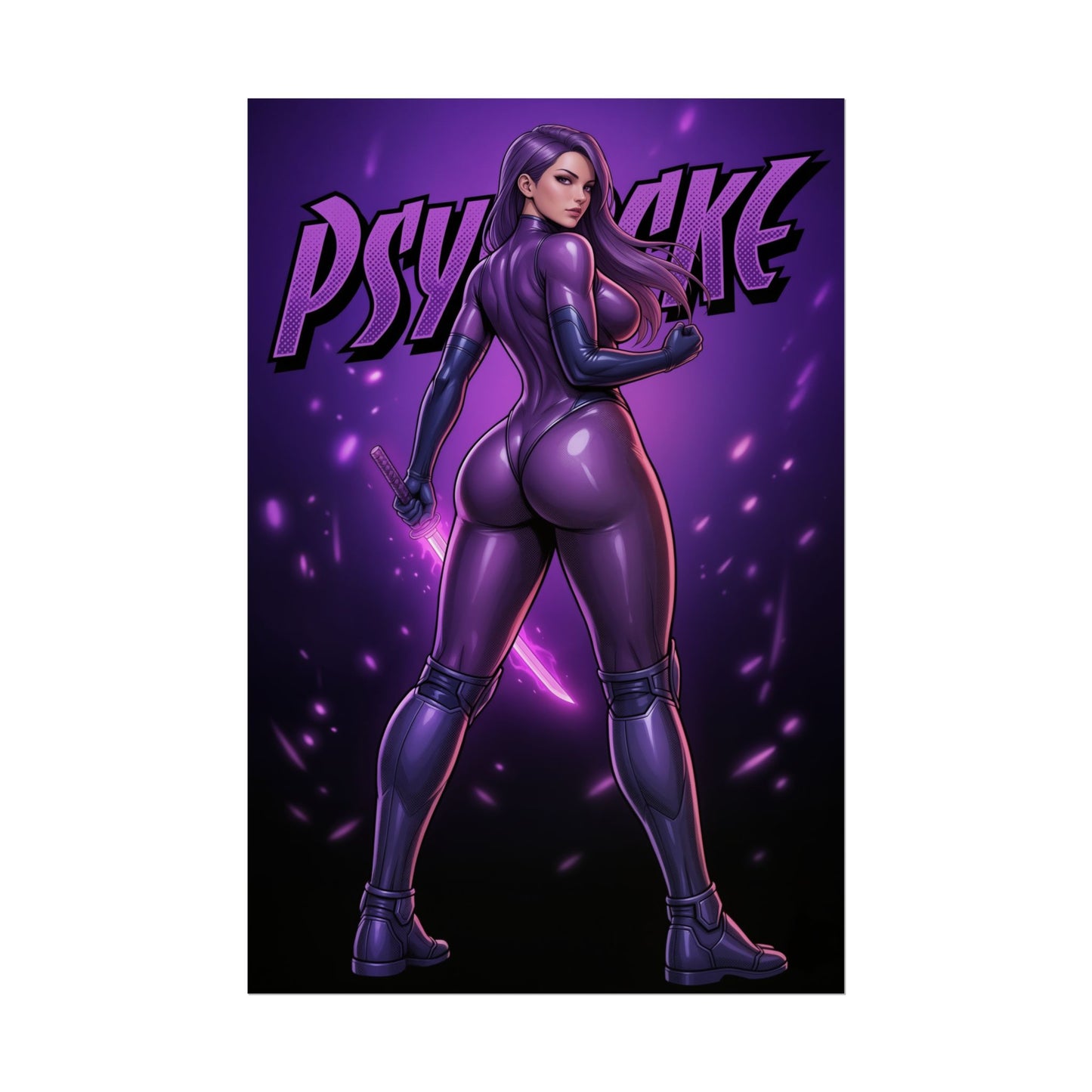Psylocke Kunstdruck, Marvel Poster, Mutant Ninja Girl Wandkunst, Comic Charakter Deko, Geschenk für Fan