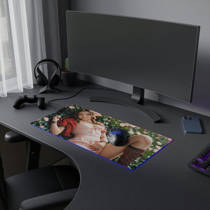 Килимок для столу Aerith – світлодіодний RGB-підкладка, ніжний ігровий комплект із зображенням дівчини з аніме Вайфу