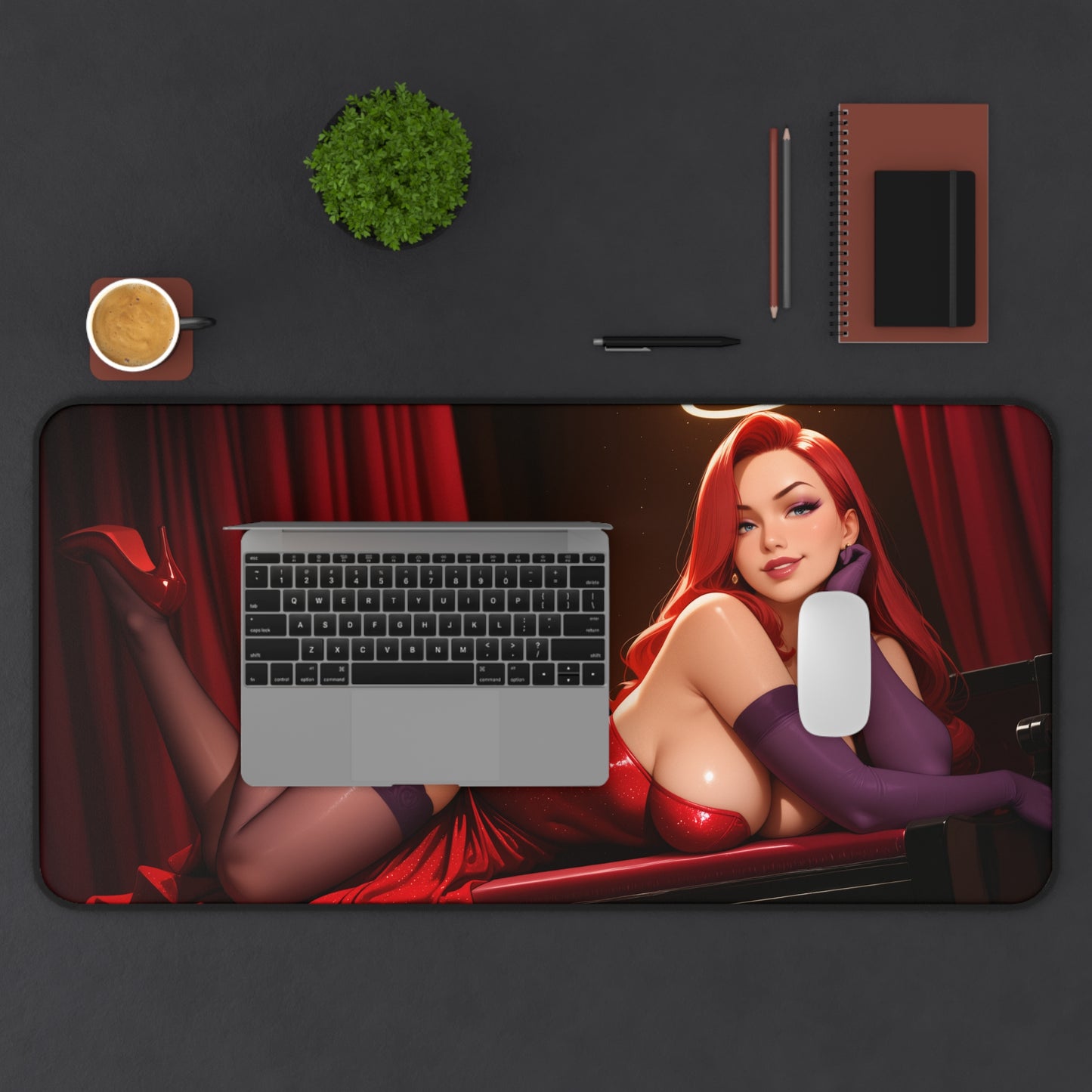 Jessica Rabbit Schreibtischunterlage, klassisches Cartoon-Diva-Mauspad, Retro-Glamour-Gamer-Schreibtisch-Setup
