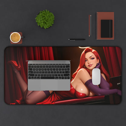 Jessica Rabbit Schreibtischunterlage, klassisches Cartoon-Diva-Mauspad, Retro-Glamour-Gamer-Schreibtisch-Setup
