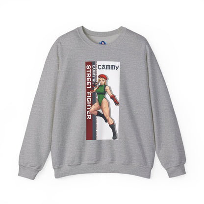 Cammy Sweatshirt, Street Fighter Crewneck, Classic Fighting Game Apparel for Fans – grey crewneck with Cammy character artwork