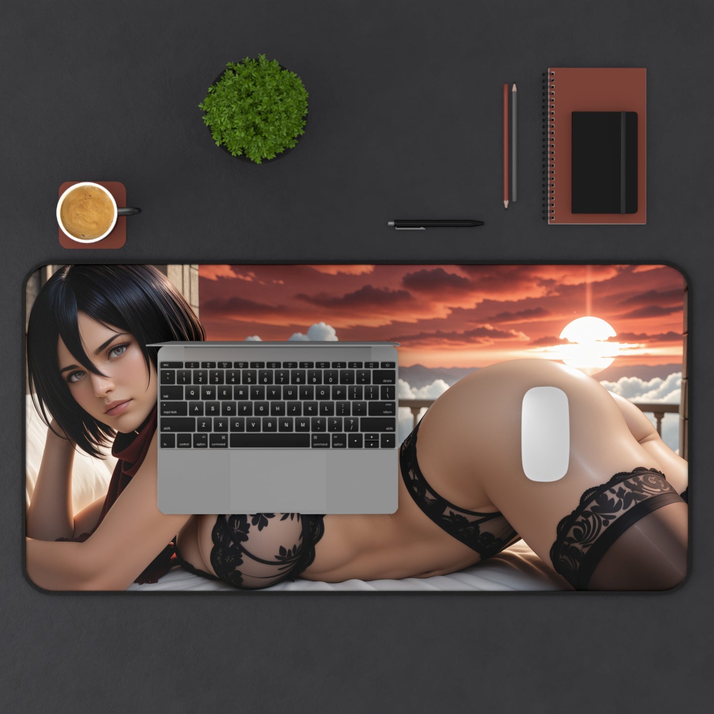 Gaming Mouse Pad – Mikasa Ackerman Desk Mat, AOT Anime Girl Battle Setup