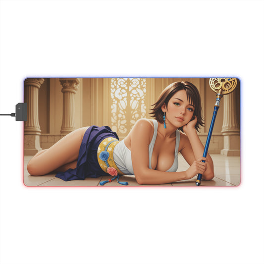 Yuna Schreibtischunterlage – LED RGB-Pad, Waifu Anime-Mädchen Gaming-Setup