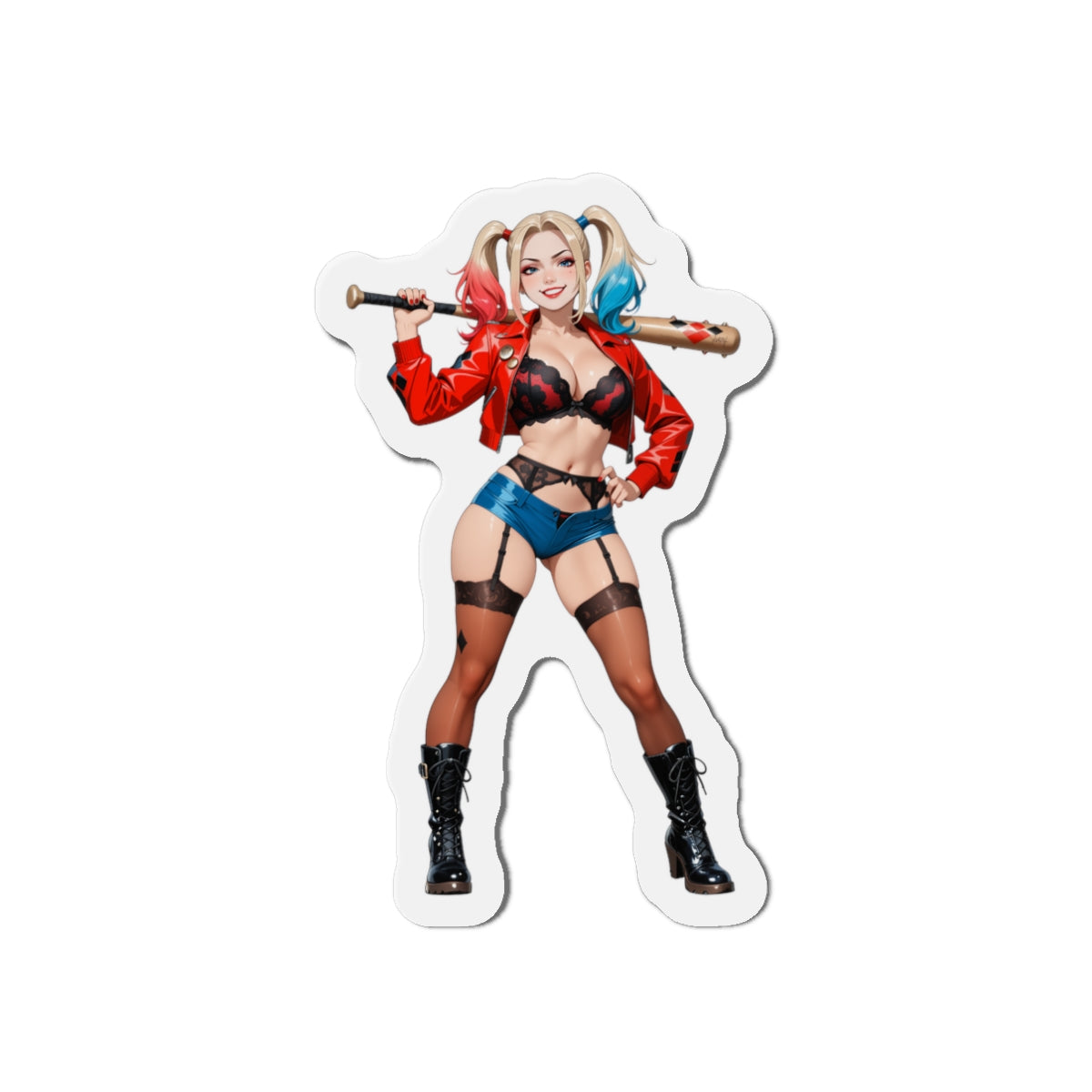 Harley Quinn Magnet – Anime-Bösewicht-Magnet, süße Comic-Kühlschrankdekoration