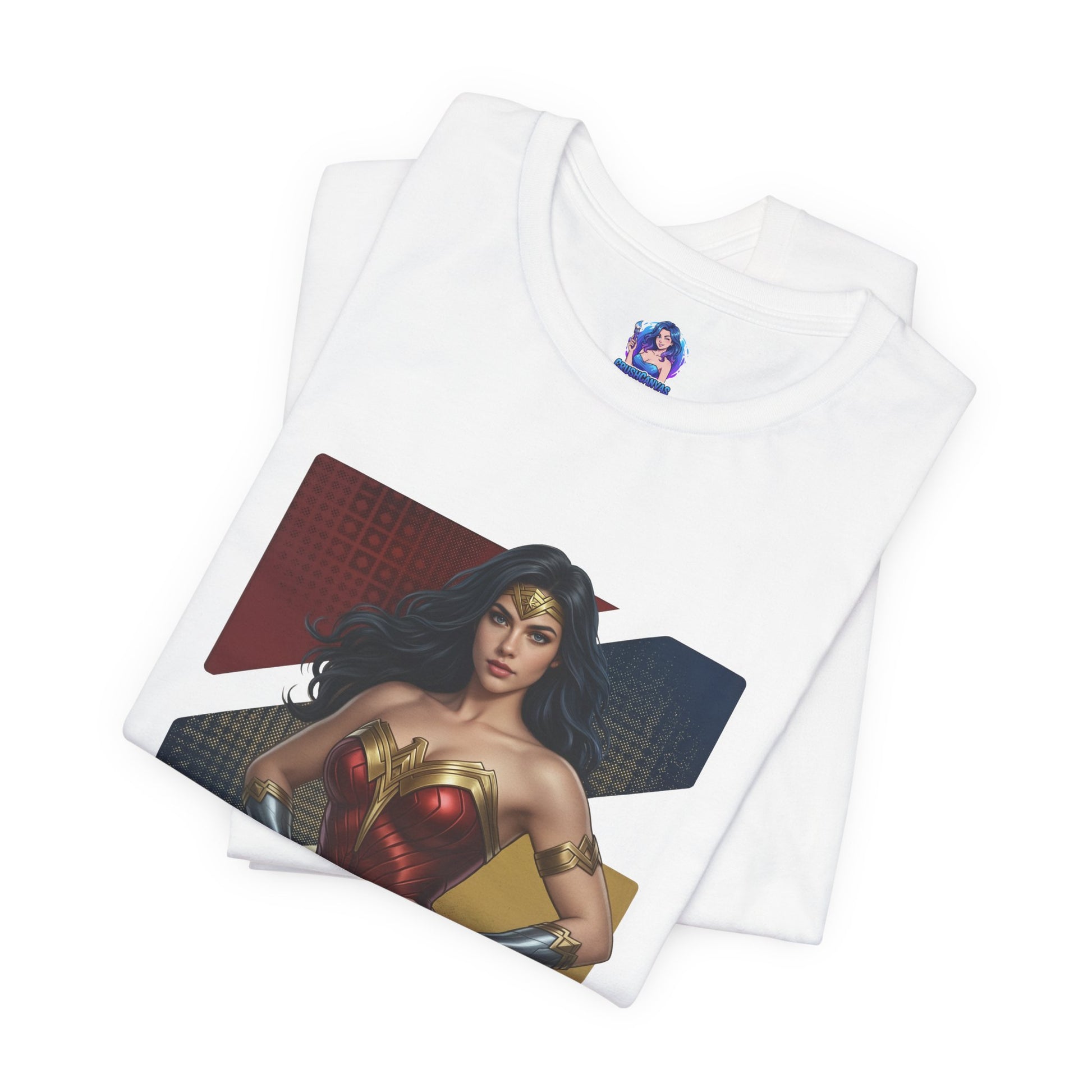 Wonder Woman T-Shirt | DC Comics Anime Tee for Gamers & Hero Fans showcasing anime-style Wonder Woman illustration on a white Bella Canvas 3001 tee