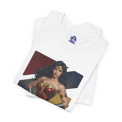 Wonder Woman T-Shirt | DC Comics Anime Tee for Gamers & Hero Fans showcasing anime-style Wonder Woman illustration on a white Bella Canvas 3001 tee