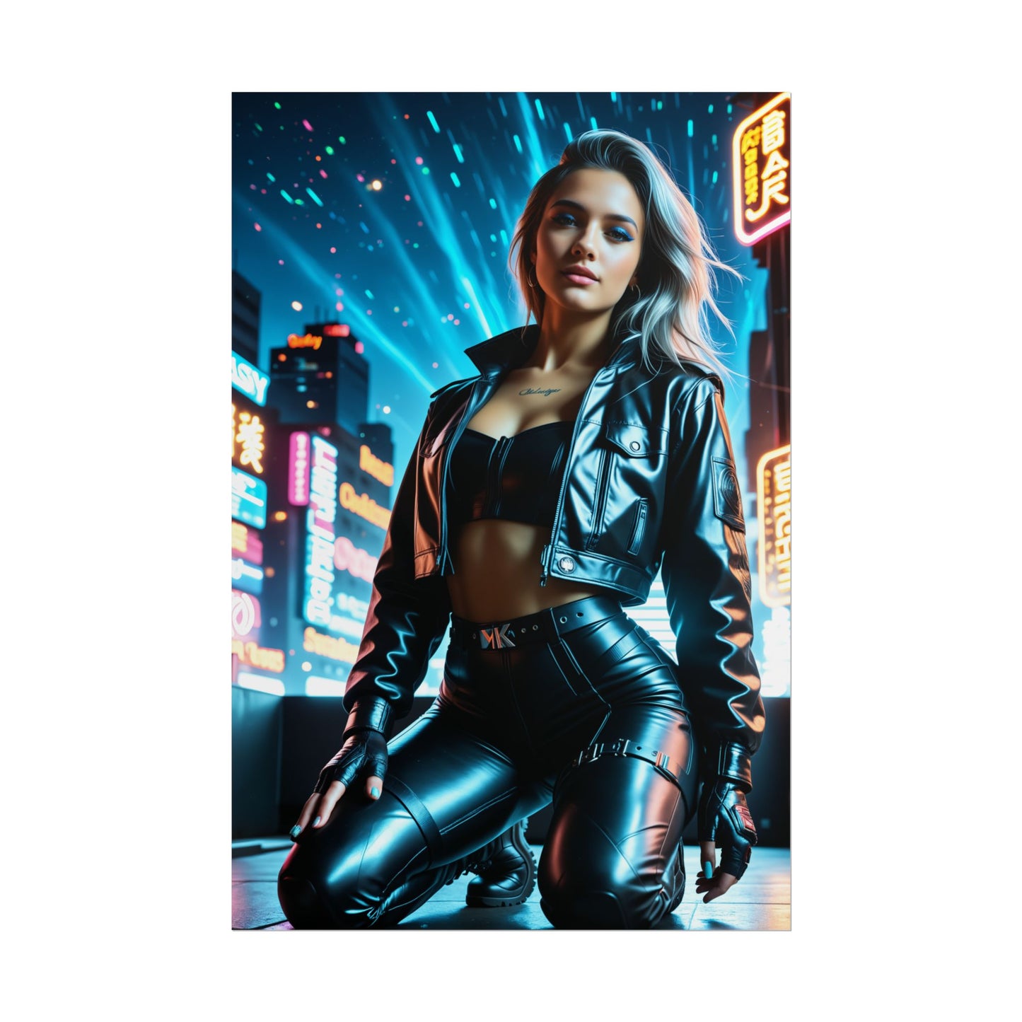 Rogue Cyberpunk 2077 Wall Art – Legendary Character Poster, Gift for Gamers — ultra-high res print of Rogue in neon city, semi-gloss/matte options