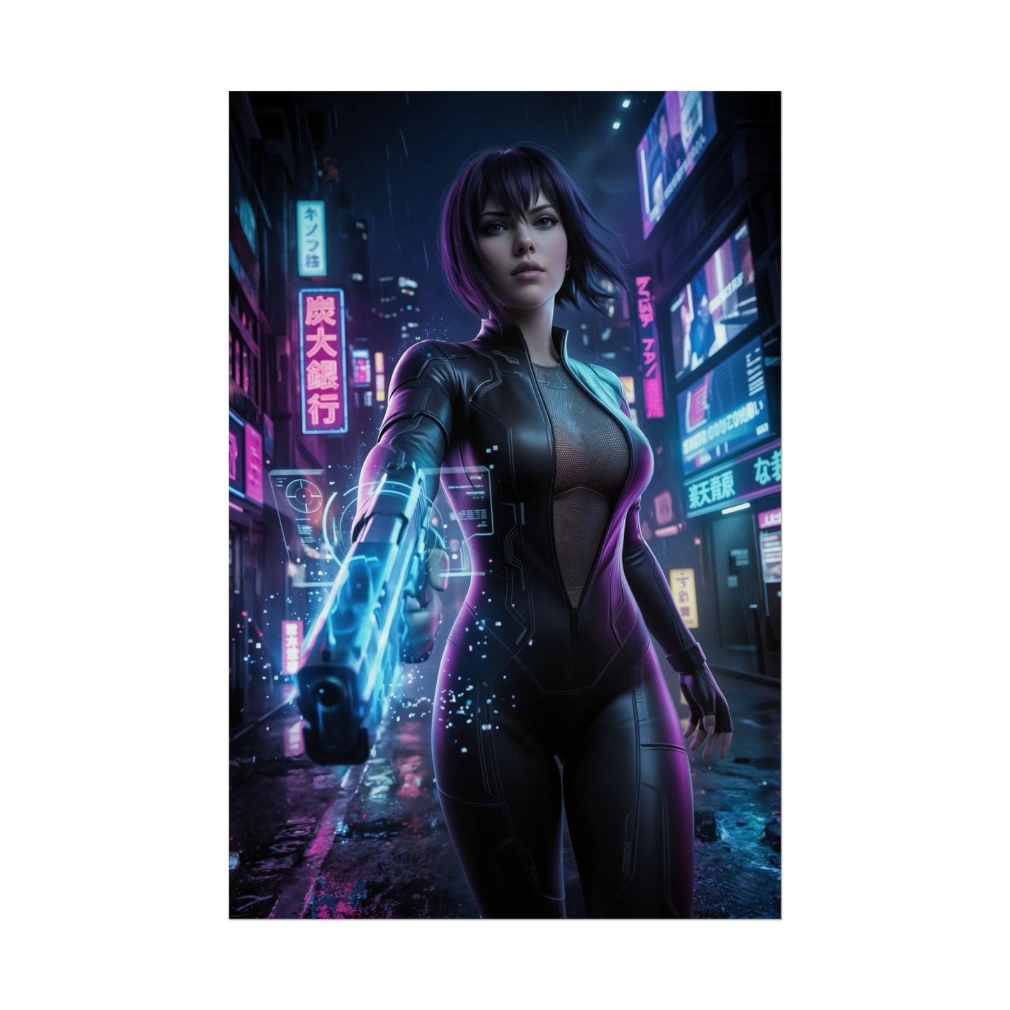 Motoko Kusanagi Poster, Ghost in the Shell Wall Art, Cyberpunk Anime Print, Sci Fi Girl Decor, Gamer Room Art
