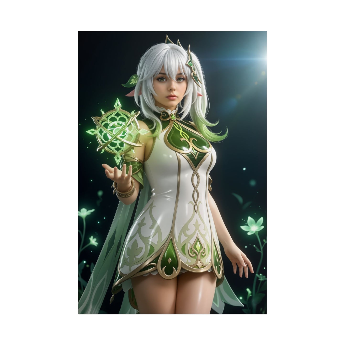 Nahida Poster, Genshin Impact Art Print – Iconic Dendro Archon Wall Art featuring serene Nahida character with glowing Dendro motif for gamer room decor