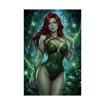 Poison Ivy DC Comics Poster Red Hair Woman Wall Art Botanical Fantasy Print Nature Girl Decor Gaming Room Gift