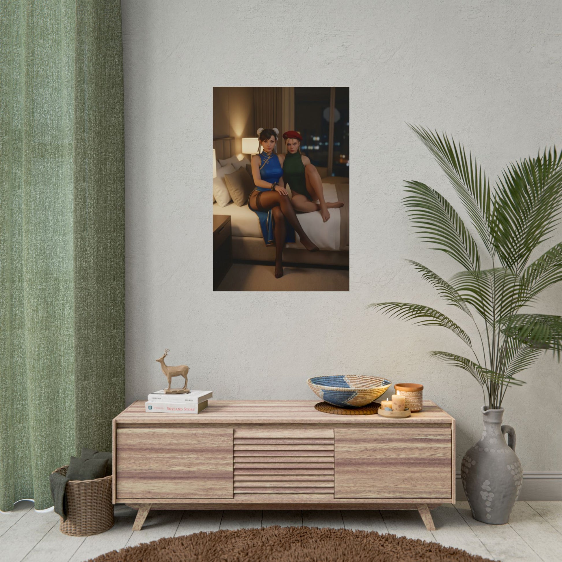 Chun-Li and Cammy White Poster, Street Fighter Art Print – Iconic Fighters on bedroom wall, gaming room decor